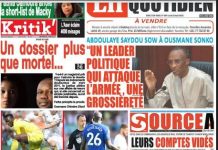 La une des journaux du 22 Août: Affaire Adji Sarr, un dossier plus que mortel; Boulette de Mendy, Koulibaly expulsé; Saydou Sow à Sonko » un leader politique qui attaque l’armée, une grossièreté »; Défilé dans les commissariats, des abonnés de wave, leurs comptes est vidés