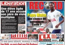 La une des journaux du 31 Aout: Une élève de 17 ans accuse son père de viols multiples; Pape Matar Sarr, une chance de convaincre contre? 10 ans sans défaite à Fass, Ama Baldé, un sacré client pour Gris Bordeaux; Adji Sarr, un sauveuse ou numéro 2 de BBY?
