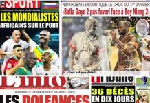 La une des journaux du 21 Septembre: Fenêtre Fifa au mois de septembre, les mondialistes africains sur le pont; Niokhobaye démocrate le choc du 1er janvier, « Balla Gaye 2 pas favori face à Boy Niang 2 »; AG des nations unies, les doléances de Macky Sall; Routes mortelles, 36 décès en 10 jours