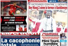La une des journaux du 13 Septembre: Bouna Sarr forfait à cause d’une opération au Tendon Rotulien; 6 victoires contre 1 défaite, Boy Niang 2 sème la terreur à Guédiawaye; élection du bureau de l’assemblée nationale, La catastrophe totale; Installation des députés de la 14e législature, Mimi Touré, humiliée et trahie?