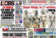 La une des journaux du 24 Septembre : Le Joola 20 ans de combat à larmes lourdes ; Balla Gaye 2/ Boy Niang, Sokh/ Marley, super Ndajé, le 1er octobre ; Pour une cigarette, Sadibou Kâ tue son ami; amical Sénégal-Bolivie, avant dernière répétition vers le mondial