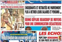 La une des journaux du 05 Novembre: Siteu/Papa Sow, ce diamanche, doume! kou man sa moroom, doume!; Cride à la poste, enseignants et retraités ne parviennent plus à retirer leurs salaires et pensions; Premier league chealsea/ arsenal, ce dimanche, Mendy et Koulibaly dans un grand derby de Londres, Assemblée nationale, Pape Diop démissionne de son poste de député