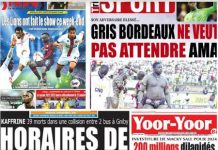 La une des journaux du 09 Janvier: Kaffrine 39 morts dans une collision entre deux bus à Gniby, Horaire de l’horreur