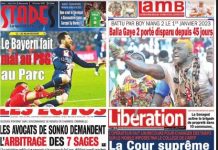 La une des journaux du 15 Février: recours sur l’ordonnance de renvoi en chambre criminelle, les avocats de Sonko demandent l’arbitrage des 7 Sages…