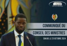 Intégralité Communiqué du conseil des ministres du 23 Octobre 2024
