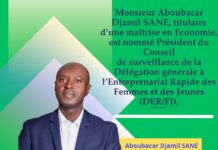 Délégation générale à l’entrepreneuriat rapide des femmes et des Jeunes (DER/FJ): Monsieur Aboubacar Djamil Sané nommé Président du conseil de surveillance